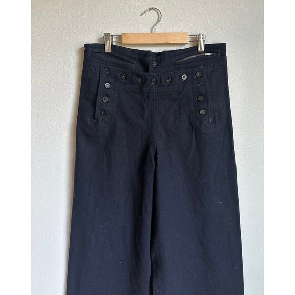 VINTAGE NAVAL CLOTHING FACTORY 30's Navy Blue Wool Wide Leg Sailor Pants Size M - Picture 2 of 7